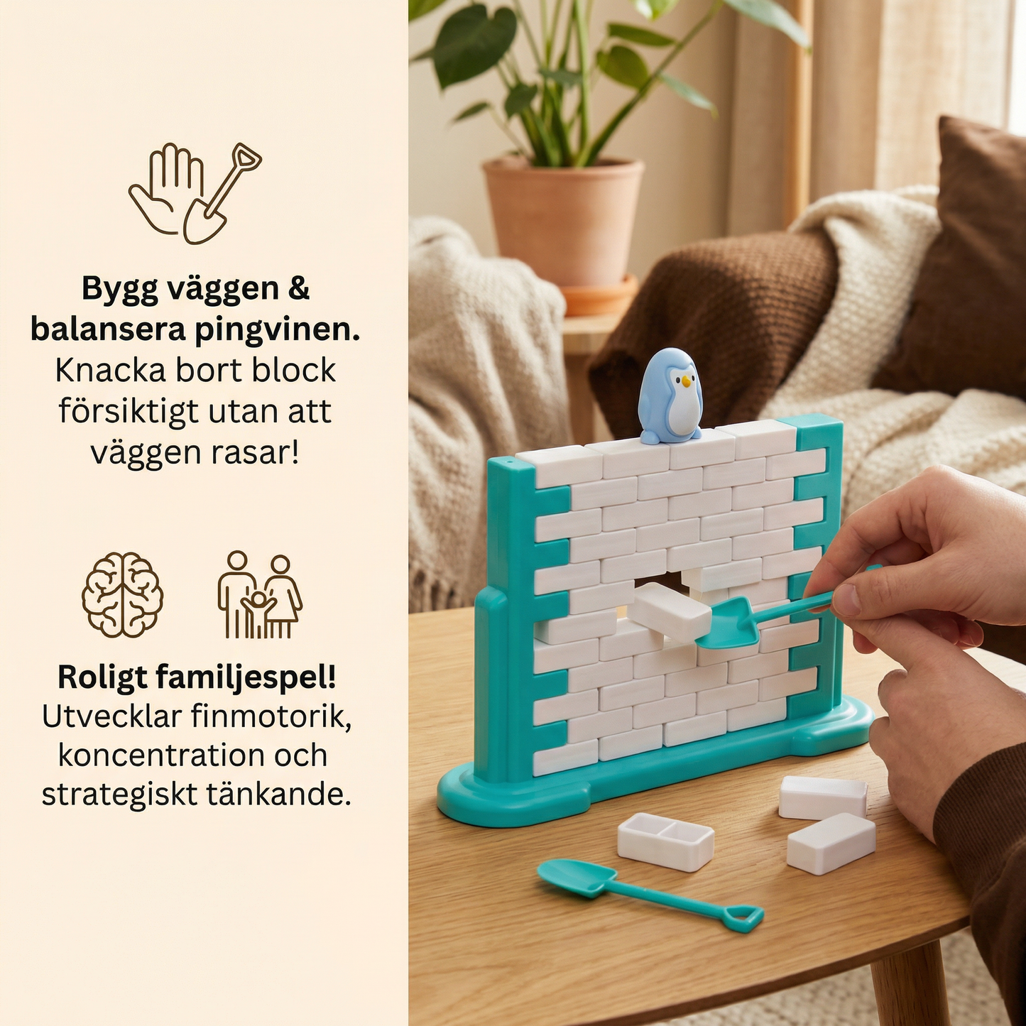 Pinguin isvägg balans familjespel