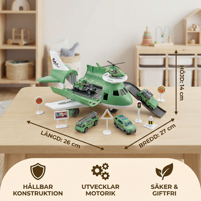 Leksaksset med flygplan och fordon