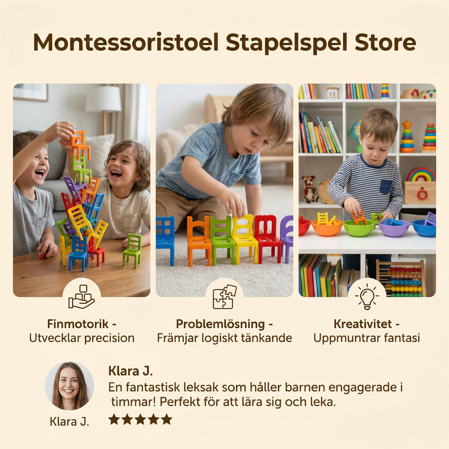 Montessori Stapelspel med Stolar