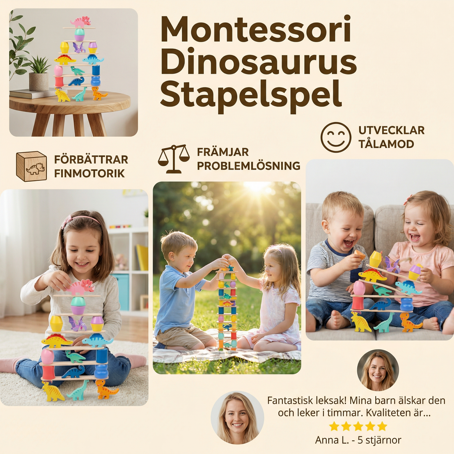 Montessori Dinosaurie Stapelspel