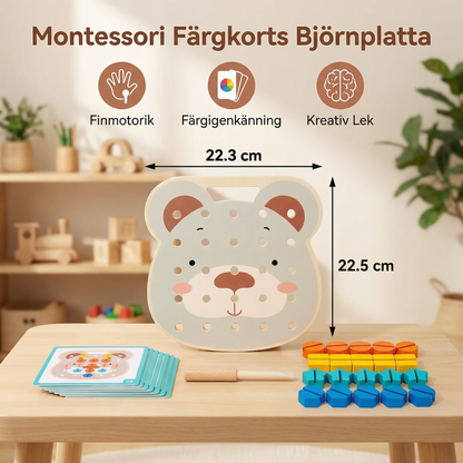 Montessori Färg- och Formkort med Björnplatta för Små Pysslare
