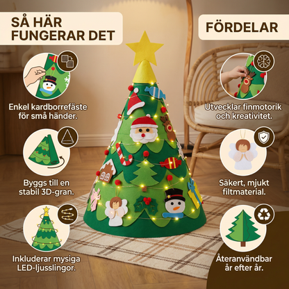 Montessori 3D Filtjulgran Med Magiska Ljusslingor