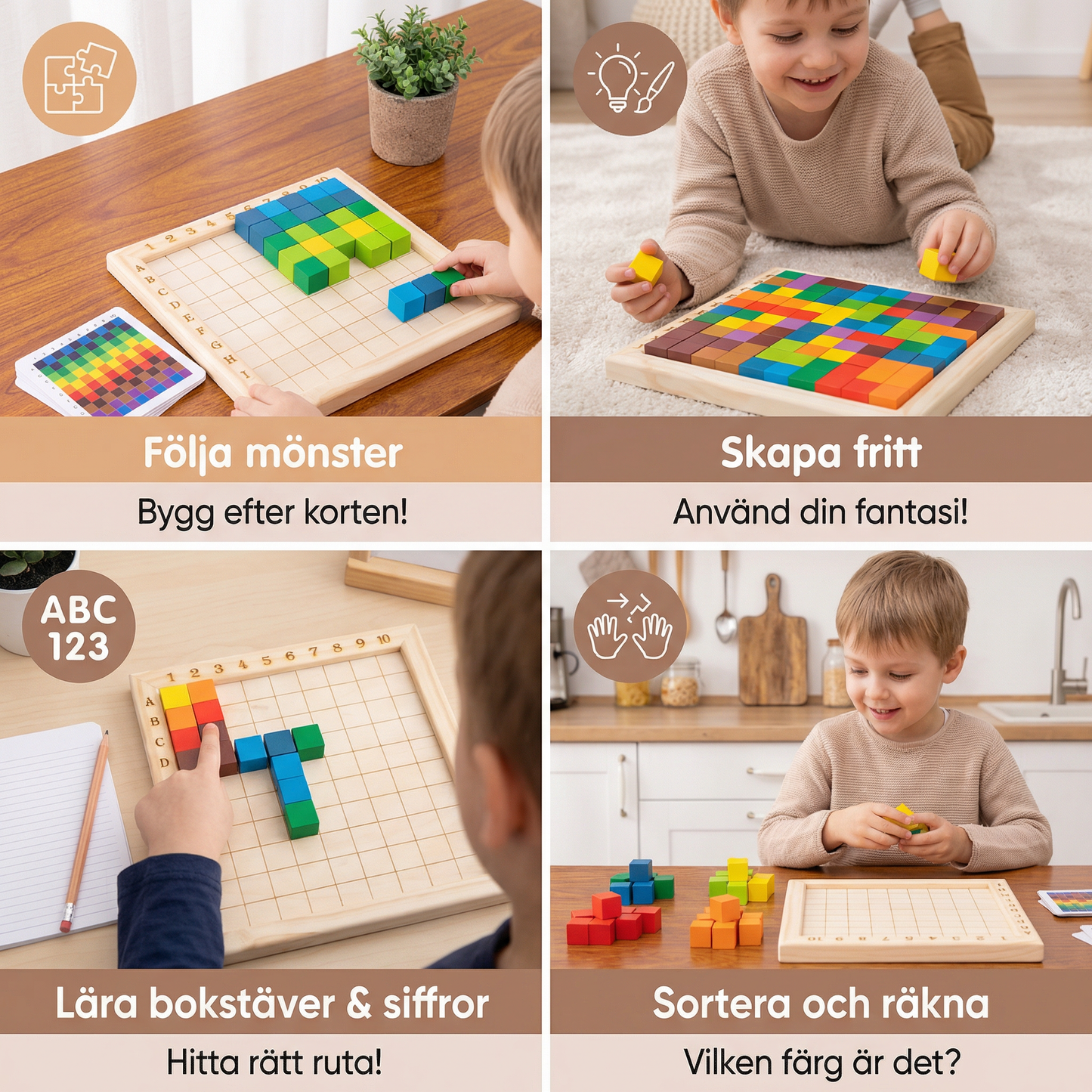 Montessori Färg-, Bokstavs- Och Sifferlek I Trä