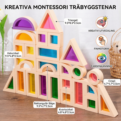 Kreativa Montessori Träbyggklossar Med Olika Kärnor