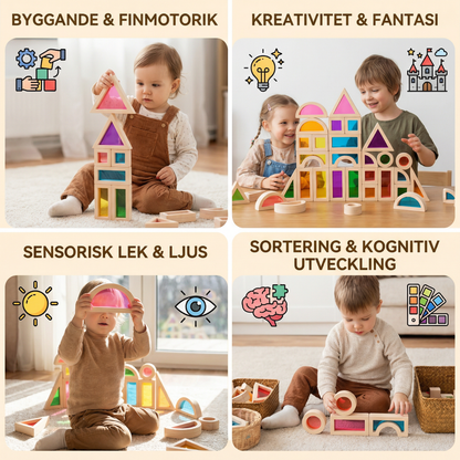 Kreativa Montessori Träbyggklossar Med Olika Kärnor