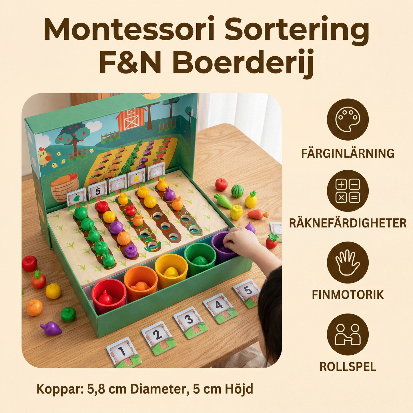 Montessori Färger & Siffror Bondgård