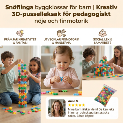 Snöflinga byggklossar för barn | Kreativ 3D-pusselleksak för pedagogiskt nöje och finmotorik