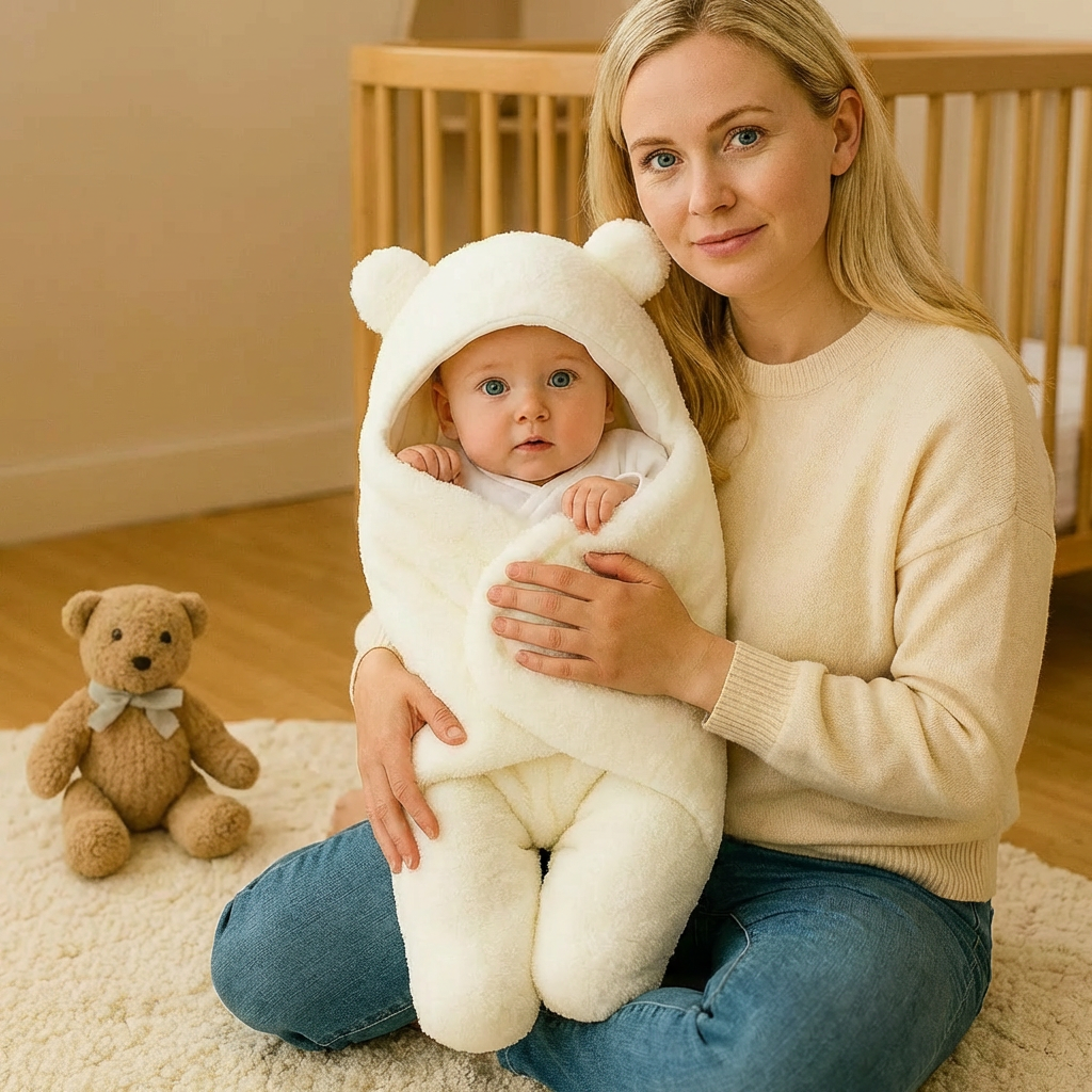 Babyfilt och pyjamas i bärdesign